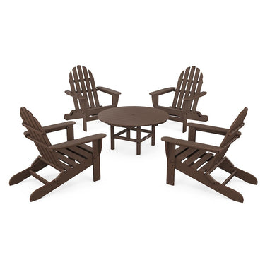 POLYWOOD Classic Folding Adirondack 5-Piece Conversation Group - Mahogany